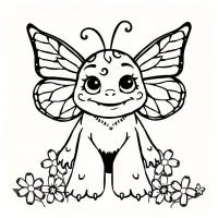 Monstro Com Asas De Borboleta E Flores